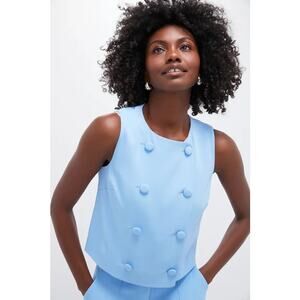 NWT Veronica Beard Blue Sky Drexley Cropped Boxy Workwear Top Vest Size 0 XS